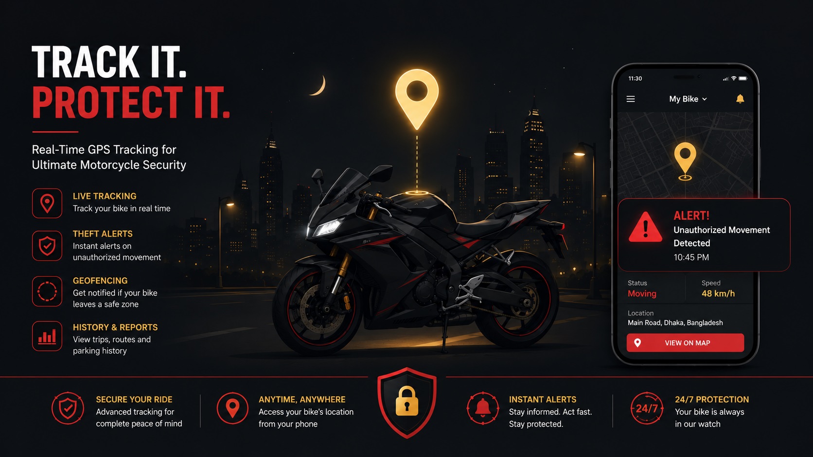 GPS tracker for motorcycle theft protection Bangladesh